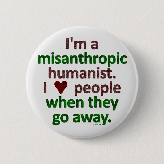 Misantroop Humanist Loner Satire Ronde Button 5,7 Cm (Voorkant)
