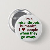 Misantroop Humanist Loner Satire Ronde Button 5,7 Cm (Voorkant /achterkant)