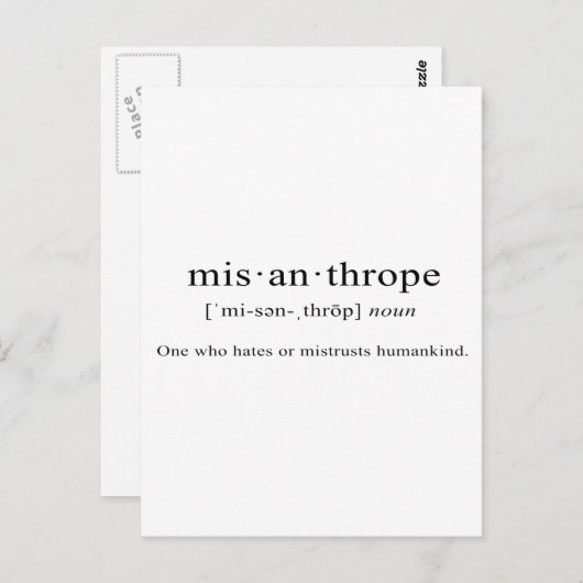 Misantrope [Definitie] Briefkaart (Voorkant / Achterkant)