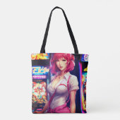 Misato Katsuragi met roze haar canvas tas (Achterkant)