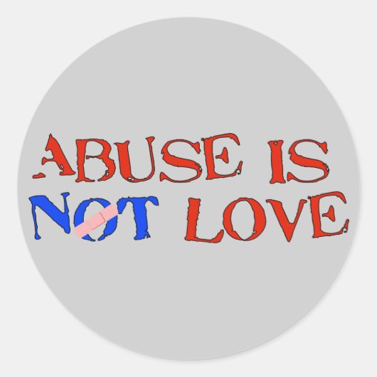 Misbruik is geen liefde ronde sticker (Voorkant)