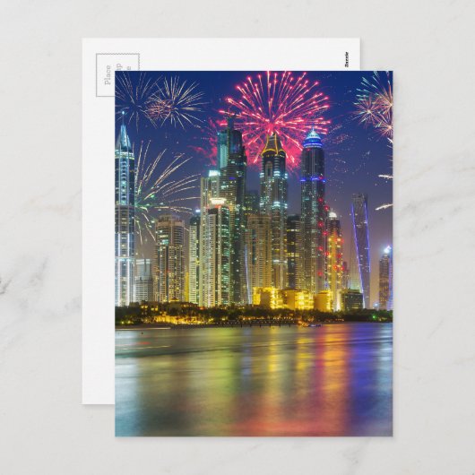 Miscellaneous - New Year Fireworks Patterns Seven Feestdagenkaart (Voorkant / Achterkant)