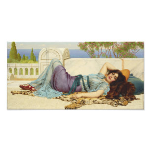 Mischief and Repose door John Godward Foto Afdruk