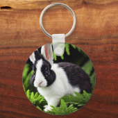 Mischief de zwarte en witte Bunny, keyring Sleutelhanger (Achterkant)
