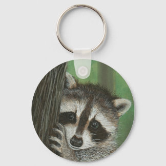 Mischief Raccoon omhoog een Boom sleutelhanger