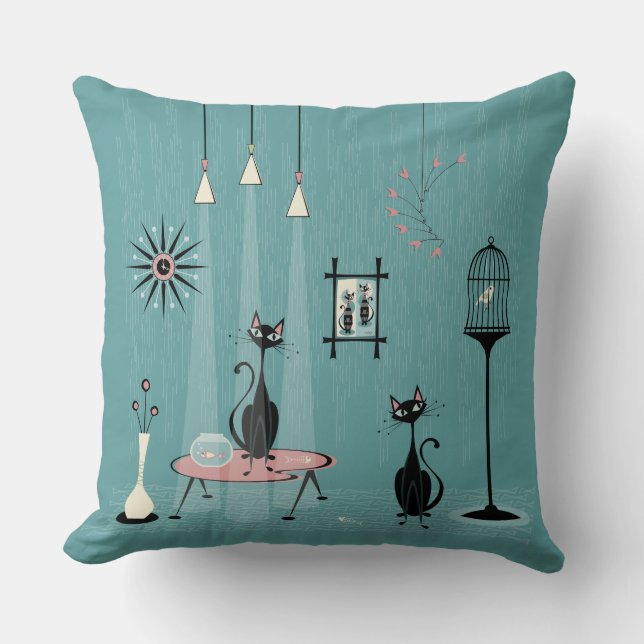 Mischief uit de middeleeuwen/kat-rood-behandeld II Kussen (Voorkant)