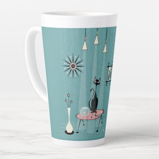 Mischief uit de middeleeuwen/kat-rood-behandeld II Latte Mok (Linkerhoek)