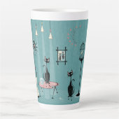 Mischief uit de middeleeuwen/kat-rood-behandeld II Latte Mok (Voorkant)