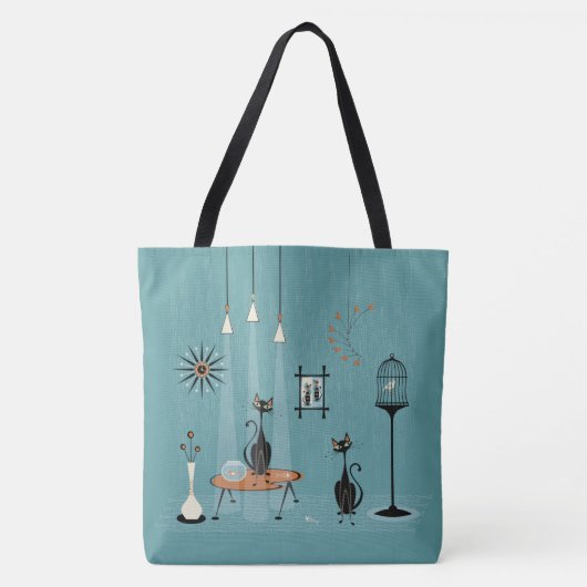 Mischief uit de midden van de eeuw / Kat rood-beha Tote Bag (Voorkant)