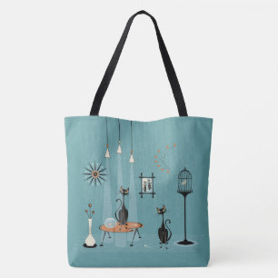 Mischief uit de midden van de eeuw / Kat rood-beha Tote Bag