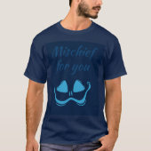 Mischief voor u enge blauwe grimas t-shirt (Voorkant)