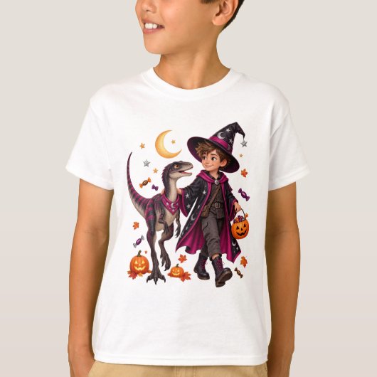 Mischief Wizard & Masiakasaurus Halloween T-shirt (Voorkant)