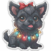 Mischievous Affenpinscher Verpakt in Kerstmis Sticker (Voorkant)