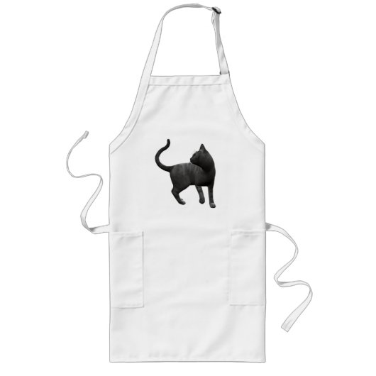 Mischievous Black Cat Apron Lang Schort (Voorkant)