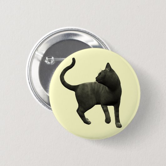 Mischievous Black Cat Button (Voorkant /achterkant)
