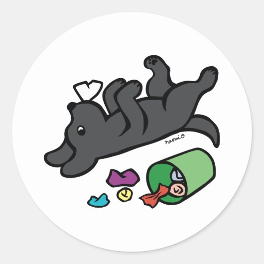 Mischievous Black Labrador Side Eye Ronde Sticker (Voorkant)