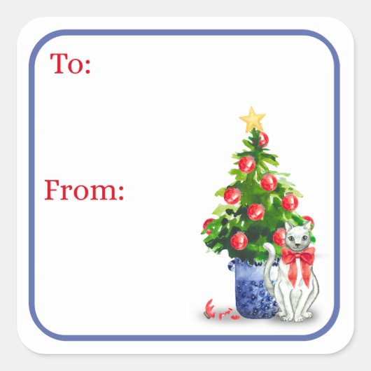 Mischievous Cat Holiday Stickers (Voorkant)