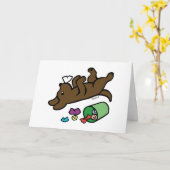 Mischievous Chocolate Labrador Side Eye Kaart (Gele Bloem)