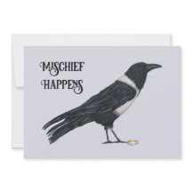 Mischievous Crow en Ring Flat Holiday Kaart