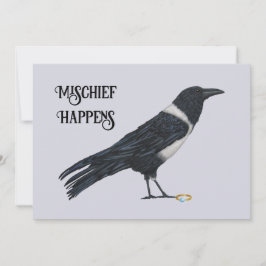 Mischievous Crow en Ring Flat Holiday Kaart
