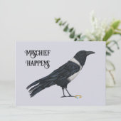 Mischievous Crow en Ring Flat Holiday Kaart (Staand voorkant)