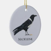 Mischievous Crow en Ring Keramisch Ornament (Rechts)
