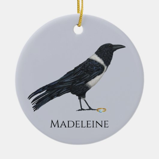 Mischievous Crow en Ring Keramisch Ornament (Voorkant)
