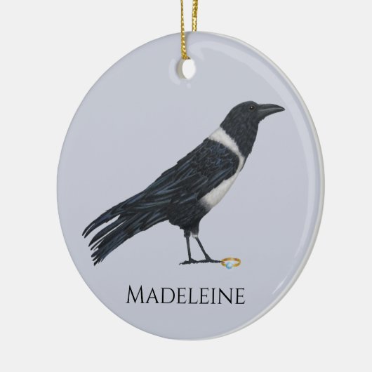 Mischievous Crow en Ring Keramisch Ornament (Links)