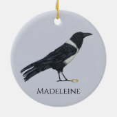 Mischievous Crow en Ring Keramisch Ornament (Achterkant)