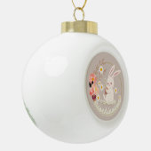 Mischievous Cute Bunny and Flower Ceramic Ornament (Links)