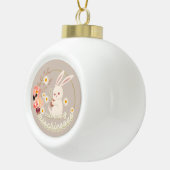Mischievous Cute Bunny and Flower Ceramic Ornament (Rechts)