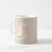 Mischievous Cute Bunny and Flower Koffiemok (Voorkant links)