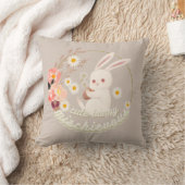 Mischievous Cute Bunny and Flower Ornament Kussen (Deken)