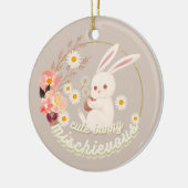 Mischievous Cute Bunny Keramisch Ornament (Links)