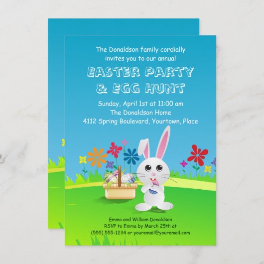 Mischievous Easter Bunny Party Kaart (Voorkant / Achterkant)