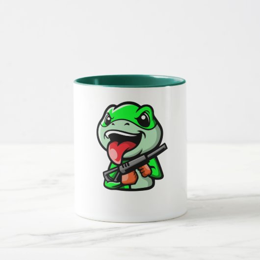 Mischievous Frog met Pistool Cartoon Koffie Mok (Midden)