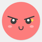 Mischievous Gezicht met Evil Sparkle Ronde Sticker (Voorkant)