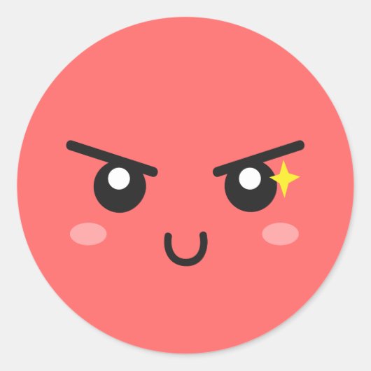 Mischievous Gezicht met Evil Sparkle Ronde Sticker (Voorkant)