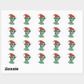 Mischievous Green Elf / Goblin Cartoon Character Ronde Sticker (Vel)