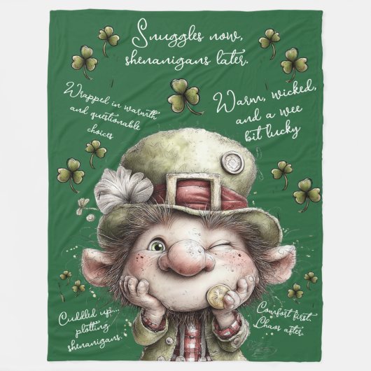 Mischievous Leprechaun  Fleece Deken (Voorkant)