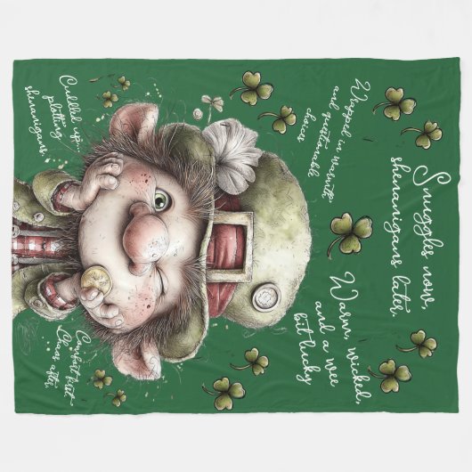 Mischievous Leprechaun  Fleece Deken (Voorkant (Horizontaal))