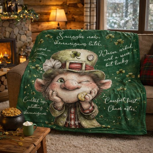 Mischievous Leprechaun  Fleece Deken