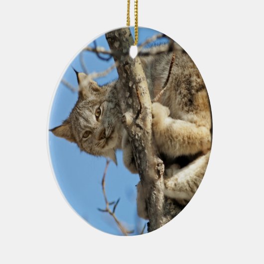 Mischievous Lynx Keramisch Ornament (Rechts)