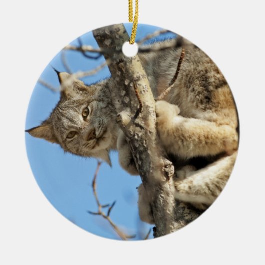 Mischievous Lynx Keramisch Ornament (Voorkant)
