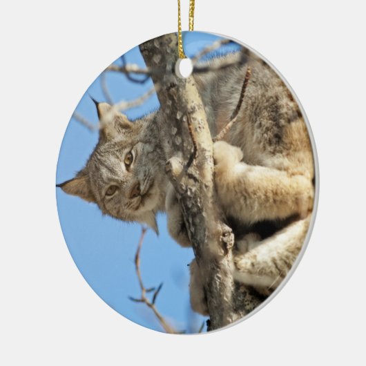 Mischievous Lynx Keramisch Ornament (Links)