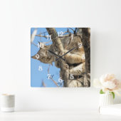 Mischievous Lynx Vierkante Klok (Huis)