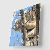 Mischievous Lynx Vierkante Klok (Hoek)