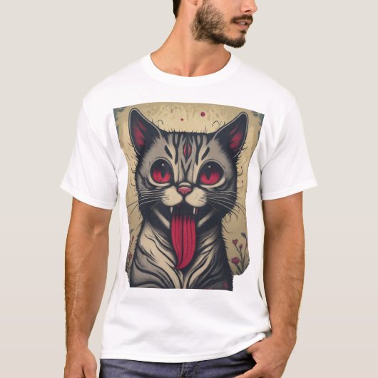 Mischievous Meow: Een Pop kat T-shirt (Voorkant)