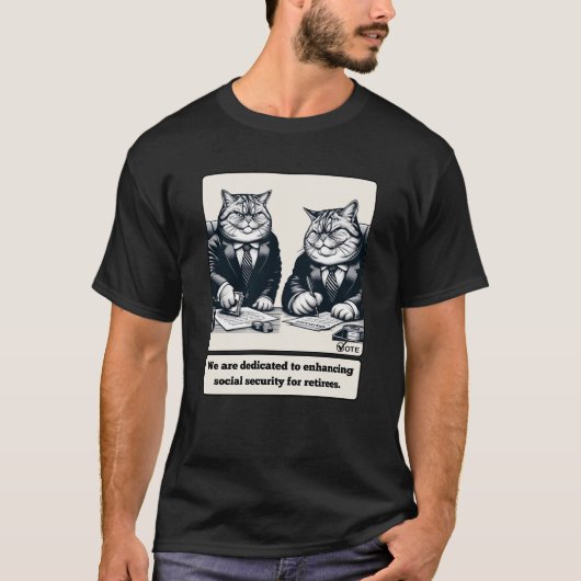 Mischievous Meows: De geslepen kat politicus T-shirt (Voorkant)