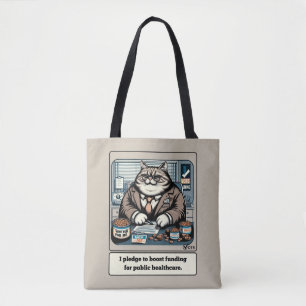 Mischievous Meows: De geslepen kat politicus Tote Bag